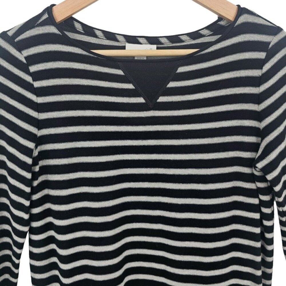 J. Jill Womens XSP Black Grey Knit Striped Shift Dress with Pocket Detail - Picture 2 of 11